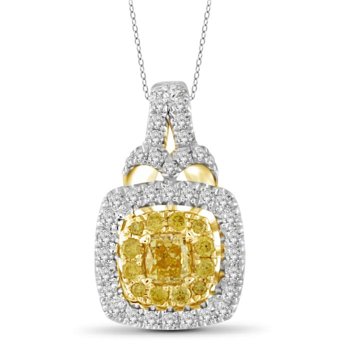 Womens 3/4 Ct. T.w. Yellow Diamond 14k Gold Pendant Necklace