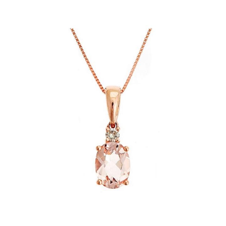 Limited Quantities! Diamond Accent Pink Morganite 10k Gold Pendant Necklace