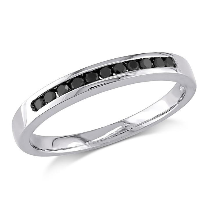Womens 1/5 Ct. T.w. Color Enhanced Black Diamond Sterling Silver Wedding Band