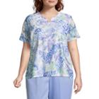 Alfred Dunner Day Dreamer Lace Flower Tee- Plus