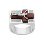 Mens Cubic Zirconia Stainless Steel & Wood Crucifix Ring