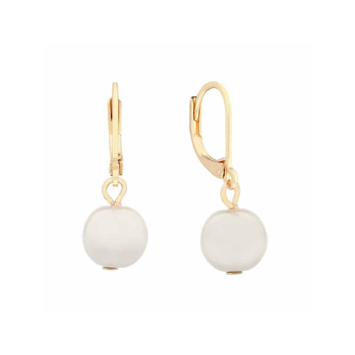 Monet White Goldtone Leverback Drop Earring