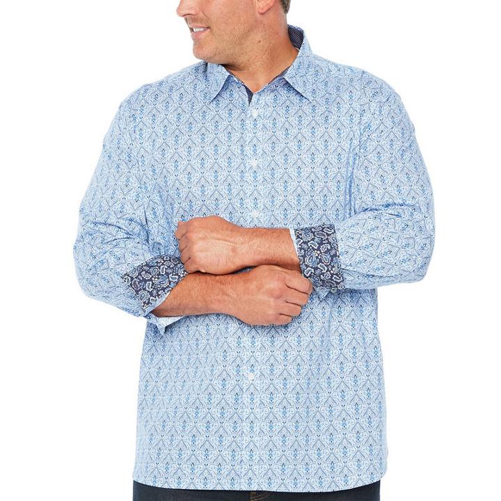 Society Of Threads Society Of Threads Long Sleeve Sport Shirts Long Sleeve Pattern Button-front Shirt-big And Tall