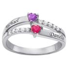 Personalized Womens Simulated Cubic Zirconia Multi Color Sterling Silver Heart