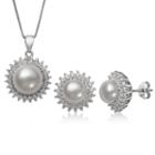 2-pc. Cultured Freshwater Pearl & Lab-created White Sapphire Sterling Silver Set