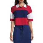 Flirtitude Short Sleeve Collar Neck T-shirt-womens Juniors