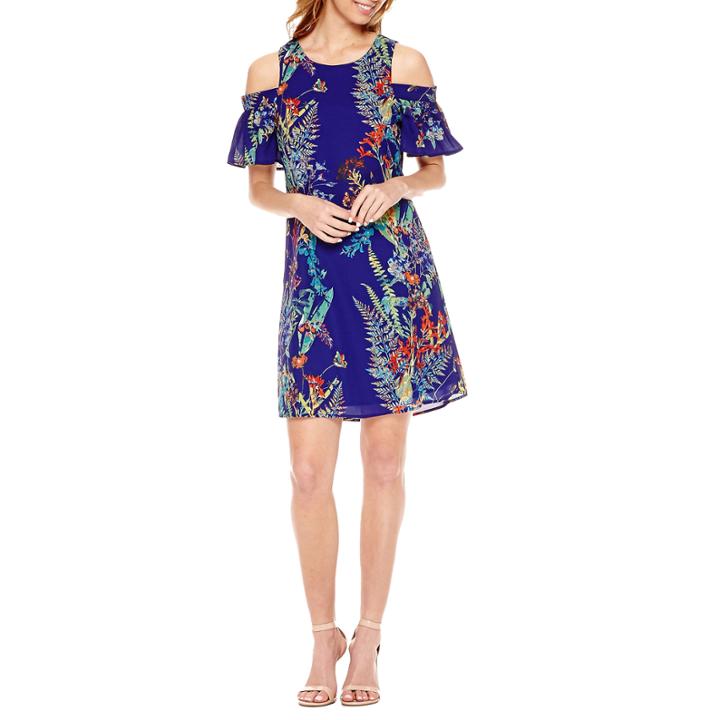 City Streets Short Sleeve Floral Shift Dress