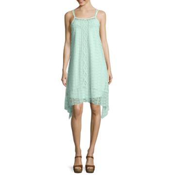 Pinky Sleeveless Spaghetti-strap Textured Lace Dress