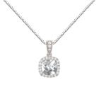 Womens Lab Created White Sapphire Round Pendant Necklace