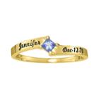 Womens Simulated Princess Multi Color Stone 14k Gold Stackable Ring