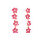 Liz Claiborne Flower Linear Earring Pink And Goldtone