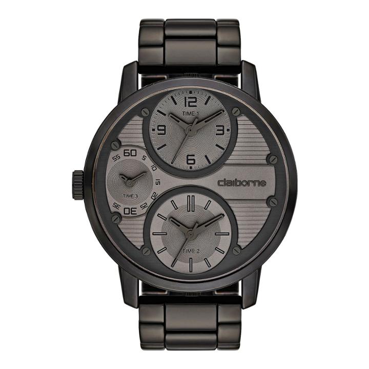 Claiborne Mens Oversized Dial Black Watch