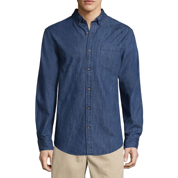St. John's Bay Long Sleeve Button-front Shirt-slim