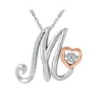 Love In Motion&trade; Diamond-accent Rose Gold & Sterling Silver M Pendant Necklace