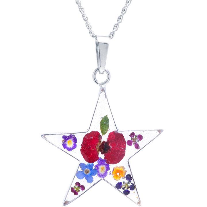 Everlasting Flower Womens Star Pendant Necklace
