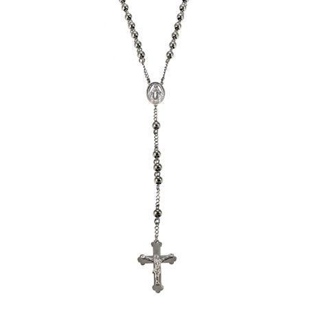 Mens Stainless Steel Rosary Necklace