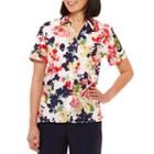 Alfred Dunner Classics Relaxed Fit Short Sleeve Button-front Shirt