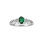 Womens Diamond Accent Lab Created Emerald Sterling Silver Delicate Ring