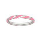 Personally Stackable Sterling Silver Pink Enamel Twist Ring