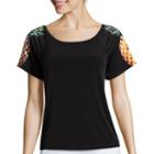 Nicole By Nicole Miller Off The Shoulder Short-sleeve Pineapple Top