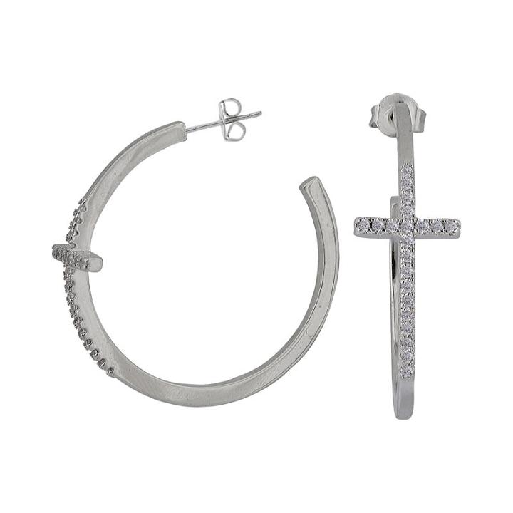Sparkle Allure&trade; Cubic Zirconia Cross Hoop Earrings