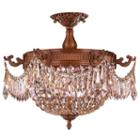 Winchester Collection 3 Light Golden Teak Crystalsemi Flush Mount Ceiling Light