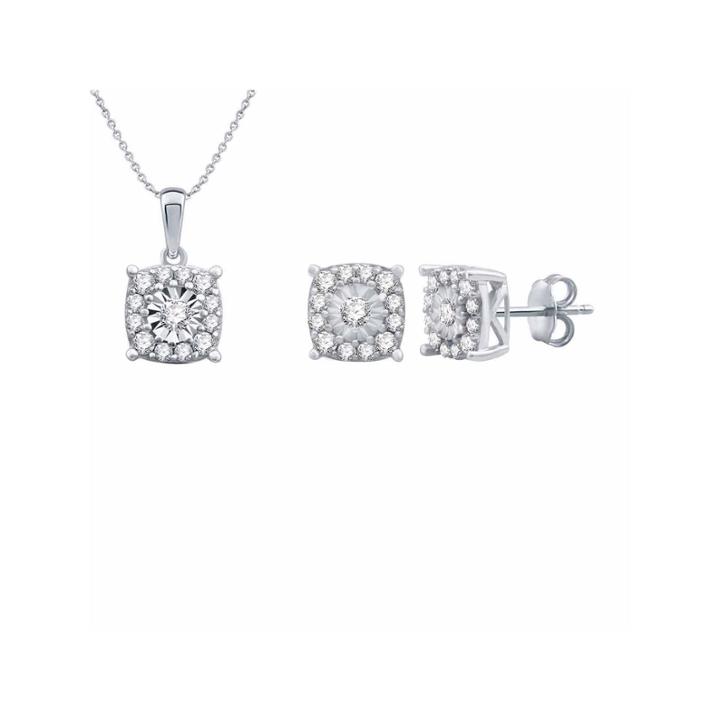 Womens 2-pc. 1 Ct. T.w. White Diamond Sterling Silver Jewelry Set