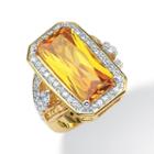 Womens Greater Than 6 Ct. T.w. Yellow Cubic Zirconia Gold Over Brass Cocktail Ring