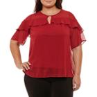 Alyx Elbow Sleeve Round Neck Woven Blouse-plus
