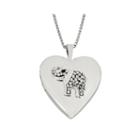 Heart Crystal Sterling Silver Elephant Locket Pendant Necklace