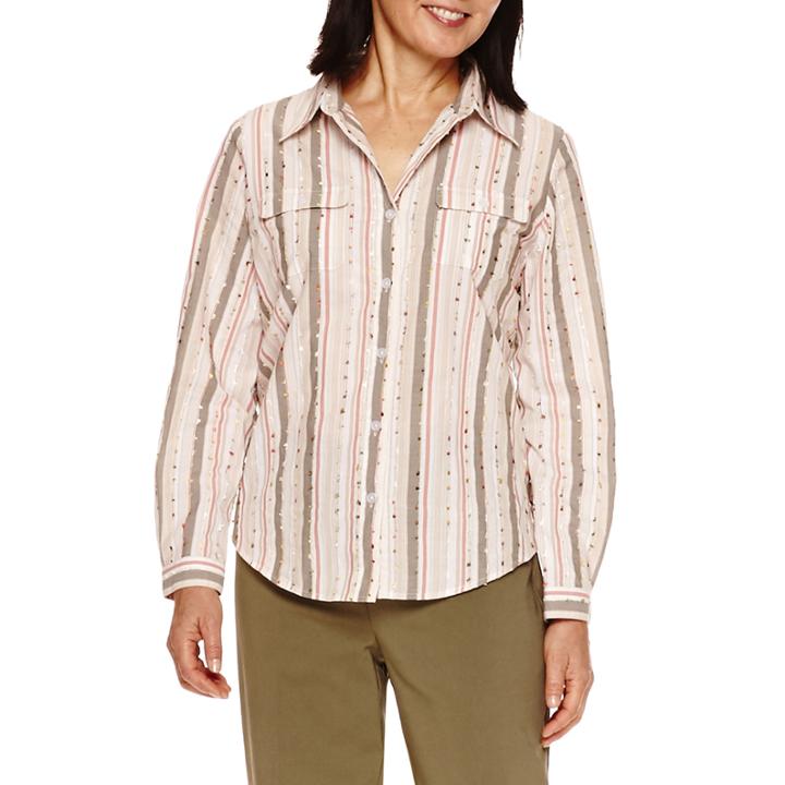 Alfred Dunner Cactus Ranch Long Sleeve Stripe Shirt