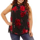 By & By Sleeveless Collar Neck Velvet Blouse-juniors