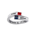 Personalized Bypass Birthstone Engraved Ring