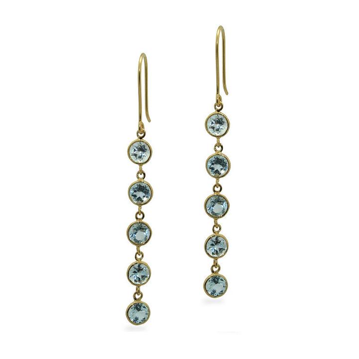 Genuine Blue Topaz 14k Gold Over Silver Round Drop Earrings