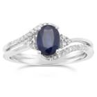 Womens 1/8 Ct. T.w. Genuine Sapphire Blue 10k Gold Oval Cocktail Ring