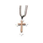 Mens Stainless Steel Brown Ion-plated Cross Pendant