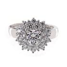 Diamonart Cubic Zirconia Sterling Silver Cluster Cocktail Ring
