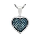 1/7 Ct. T.w. Color-enhanced Blue Diamond Double Heart Pendant Necklace