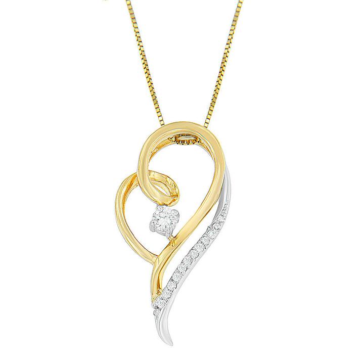 Womens 1/6 Ct. T.w. White Diamond Heart Pendant Necklace