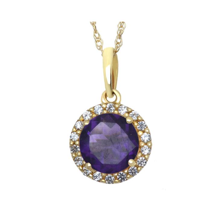 Genuine Amethyst And Lab-created White Sapphire Halo Pendant Necklace
