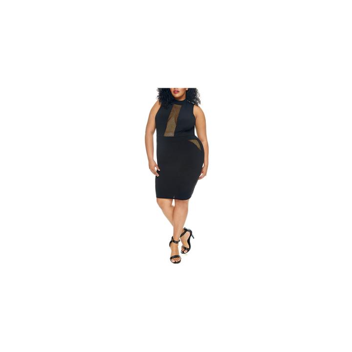 Fashion To Figure On The List Mesh Panel Bodycon Dress-plus