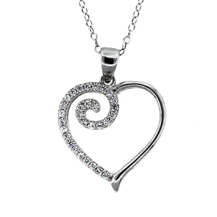 Diamonart Womens 1/2 Ct. T.w. Lab Created White Cubic Zirconia Sterling Silver Heart Pendant Necklace