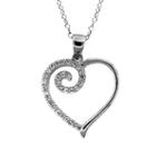 Diamonart Womens 1/2 Ct. T.w. Lab Created White Cubic Zirconia Sterling Silver Heart Pendant Necklace