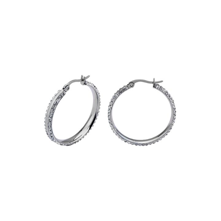 Crystal Stainless Steel 31mm Hoop Earrings