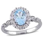 Womens Diamond Accent Blue Topaz 14k Gold Cocktail Ring