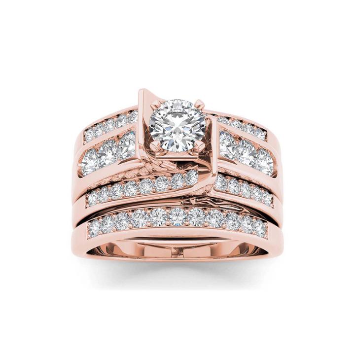 1 1/4 Ct. T.w. Diamond 14k Rose Gold Bridal Set1 1/4 Ct. T.w. Diamond 14k Rose Gold Bridal Set