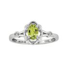 Womens Diamond Accent Genuine Peridot Green Sterling Silver Delicate Ring