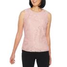 Black Label By Evan-picone Sleeveless Round Neck Lace Floral Blouse