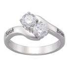 Personalized Sterling Silver Cubic Zirconia Couple's Name Ring