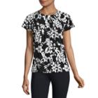 Liz Claiborne Short Sleeve Round Neck T-shirt-womens Petites